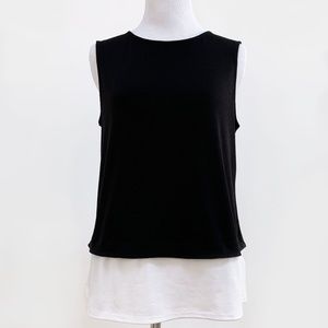 The Limited Black White Sleeveless Shirt Blouse
